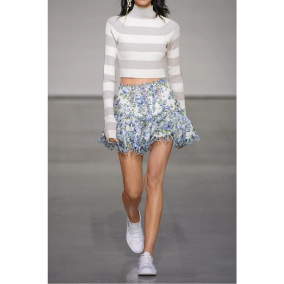 Zimmermann Sweaters - Zimmerman Cropped Striped Ribbed Knit Sweater